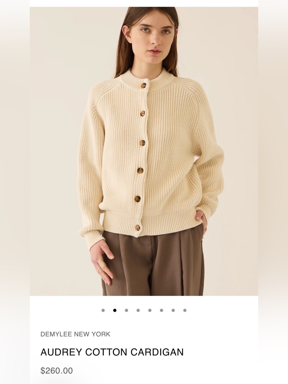 Audrey Cotton Button-Up Cardigan in Cream